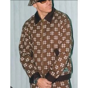 Bogey Boys Big Check Bomber Jacket Men’s Brown Size Large Lux Mackelmore